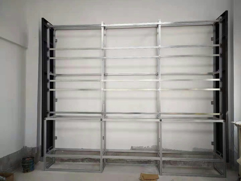 企業展廳9臺3.5拼縫液晶拼接屏案例現場安裝